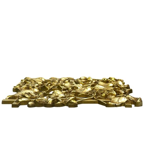 Syroco Carved Wooden Floral Gold Hollywood Regency MCM Retro Style Wall Art-3 - Picture 5 of 11